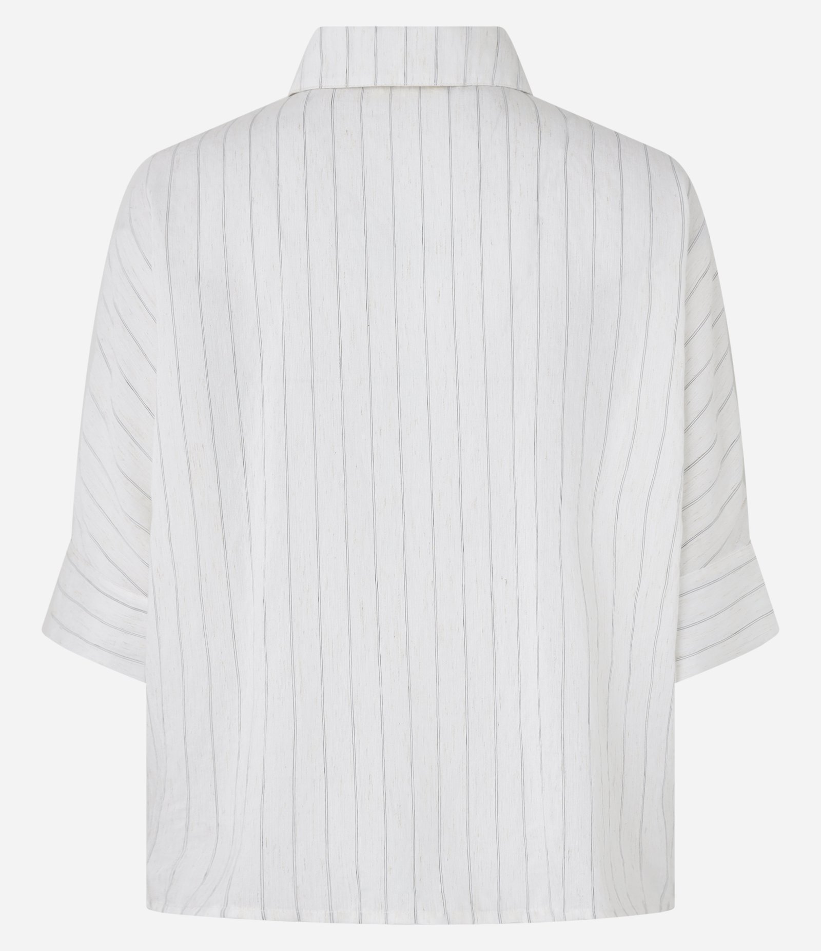 Camisa Oversized em Tweed Listrado com Fio Tinto Off White 2