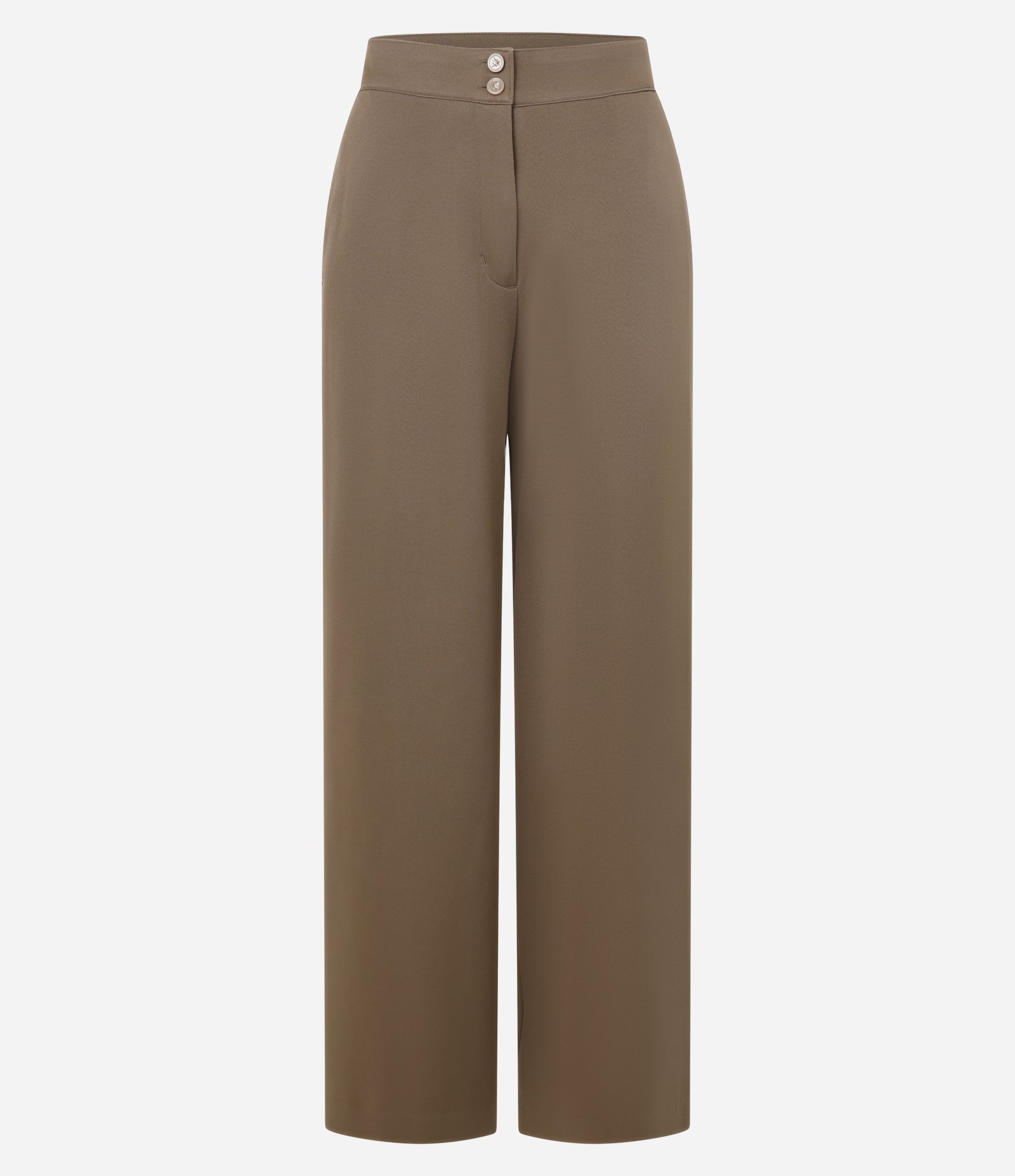 Calça Wide Leg Alfaiatada Cintura Alta com Botões Duplos Marrom 5