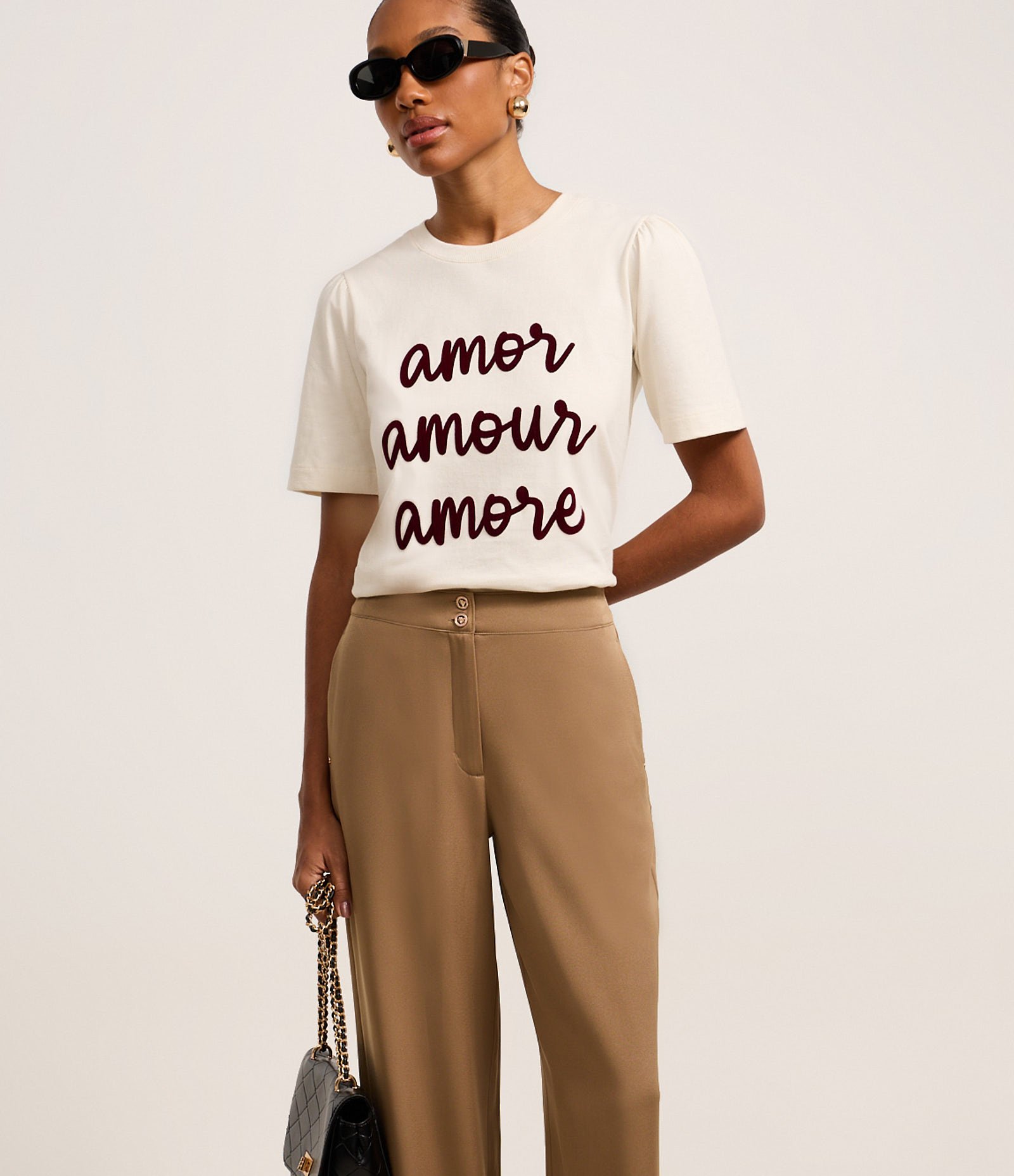 Calça Wide Leg Alfaiatada Cintura Alta com Botões Duplos Marrom 2