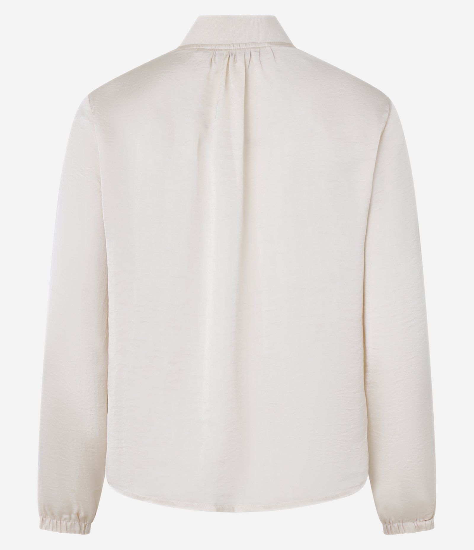 Blusa Acetinada com Decote V e Mangas Bufantes Bege 2