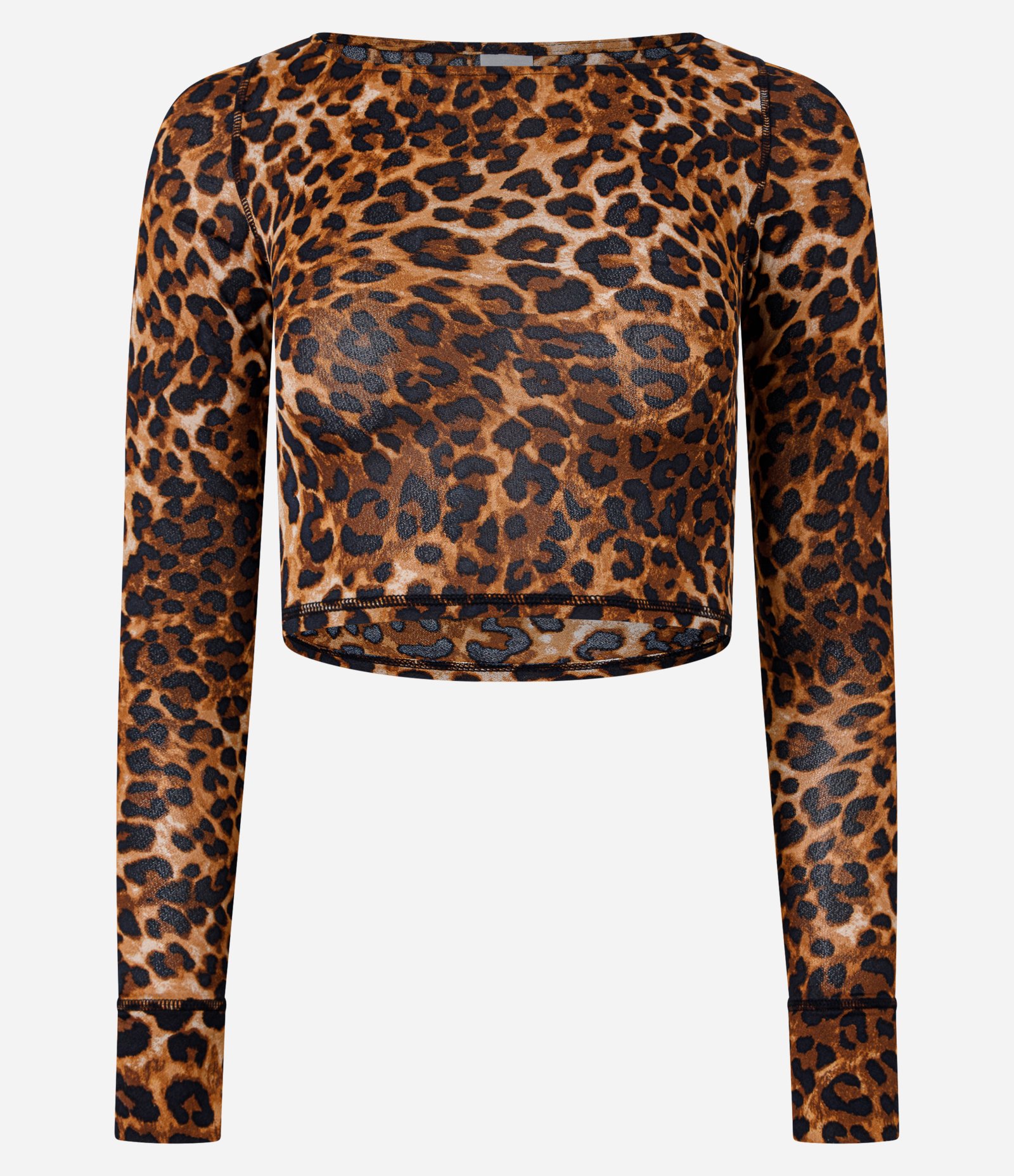 Blusa Cropped Esportiva em Microfibra com Estampa de Onça Marrom 6