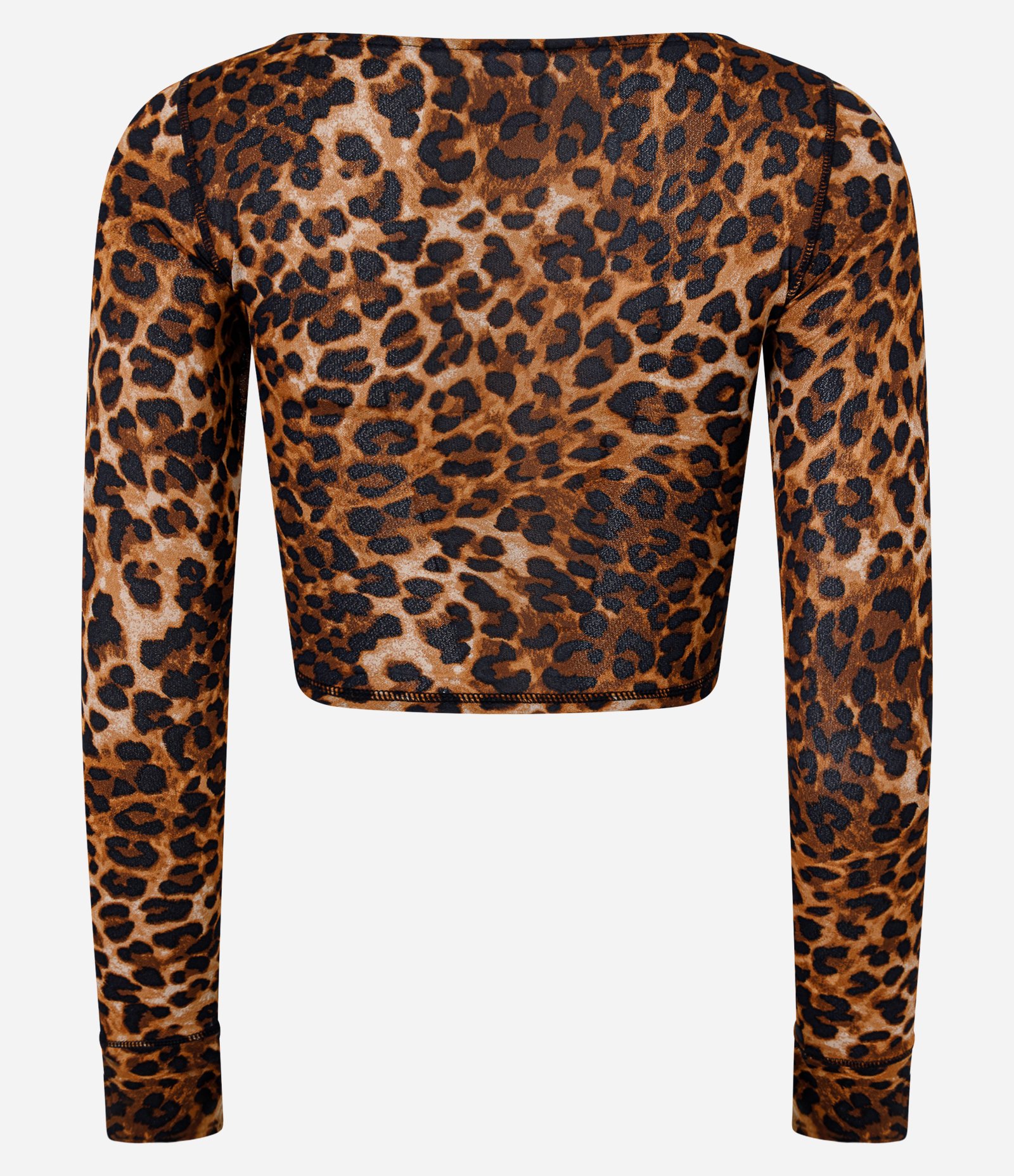 Blusa Cropped Esportiva em Microfibra com Estampa de Onça Marrom 7