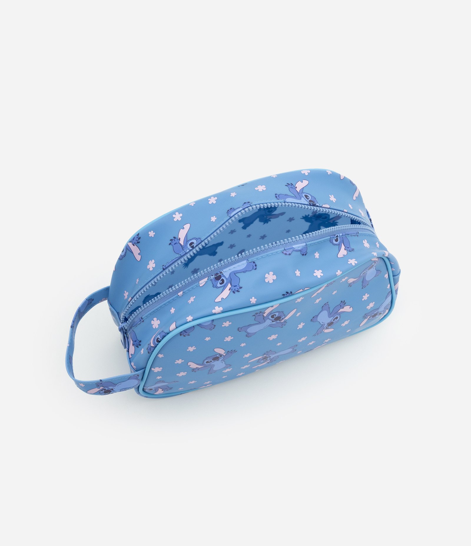 Nécessaire Retangular Grande com Fechamento em Zíper e Estampa Stitch Azul 4