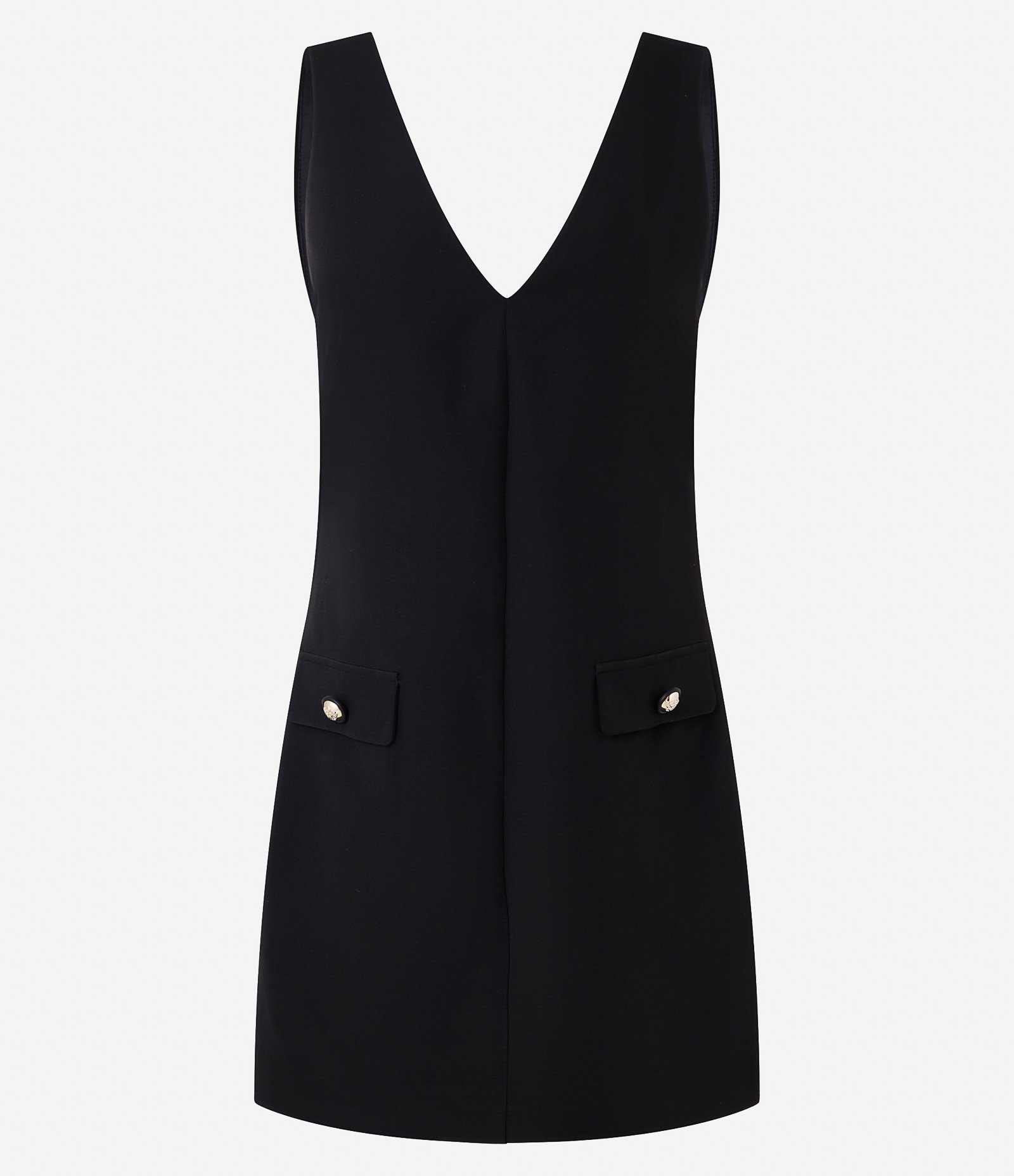 Vestido Curto em Crepe com Decote V Frente e Costas Preto 6