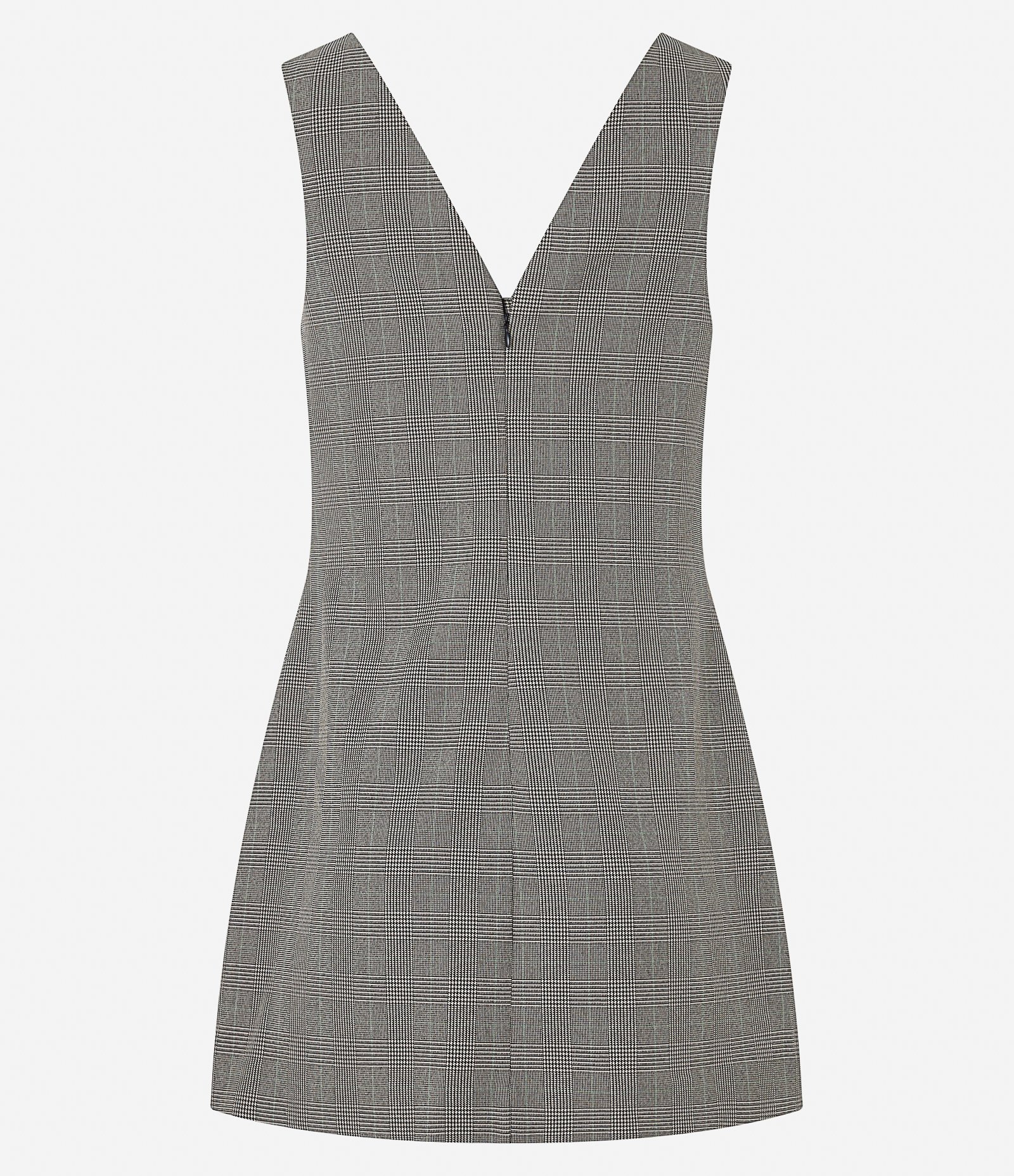 Vestido Curto em Crepe Xadrez com Botões nas Lapelas Cinza 8