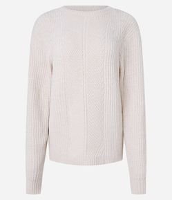 Suéter em Tricô com Textura e e Punho Canelado