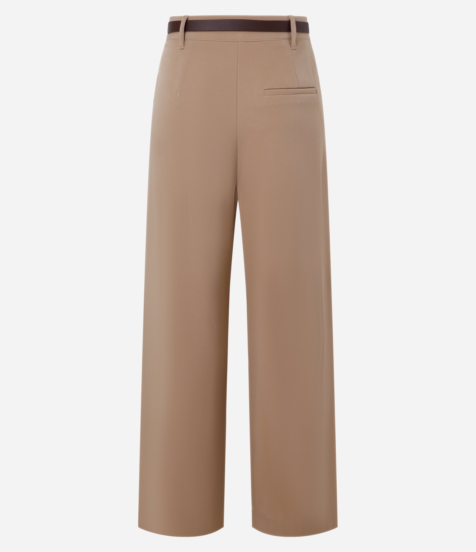 Calça Wide Leg Alfaiataria com Cintura Alta e Cinto Bege 4