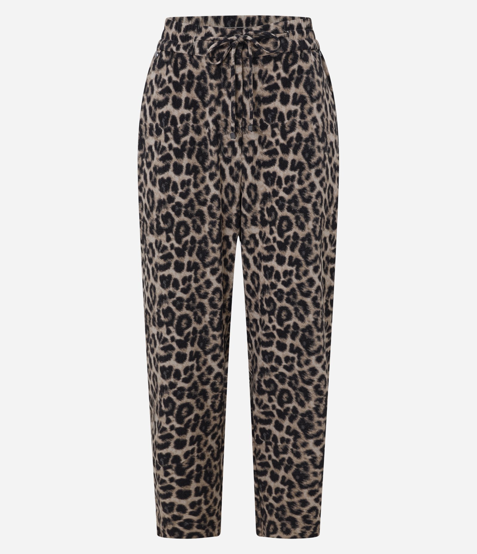 Calça Pijama Cintura Alta em Crepe Estampada Animal Print Onça Marrom 6