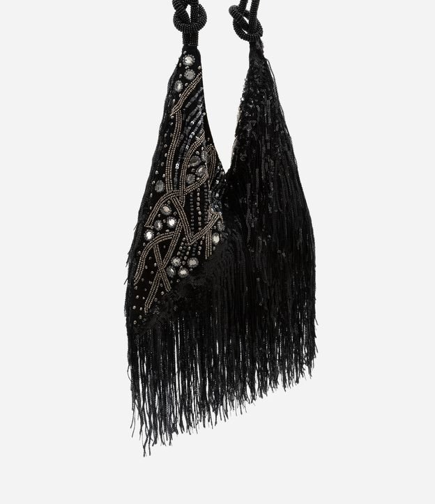 Bolsa Shoulder Média com Paetês e Franjas