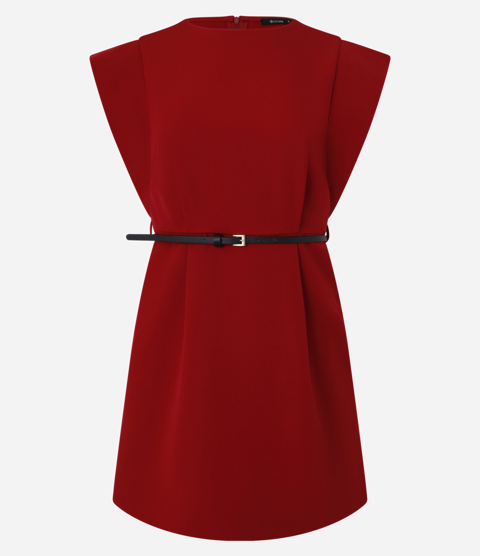 Vestido Curto em Alfaiataria com Cinto de PU Vermelho 5