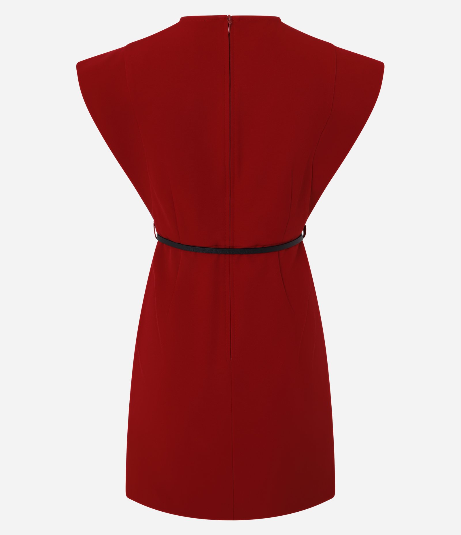 Vestido Curto em Alfaiataria com Cinto de PU Vermelho 6