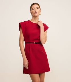 Vestido Curto em Alfaiataria com Cinto de PU