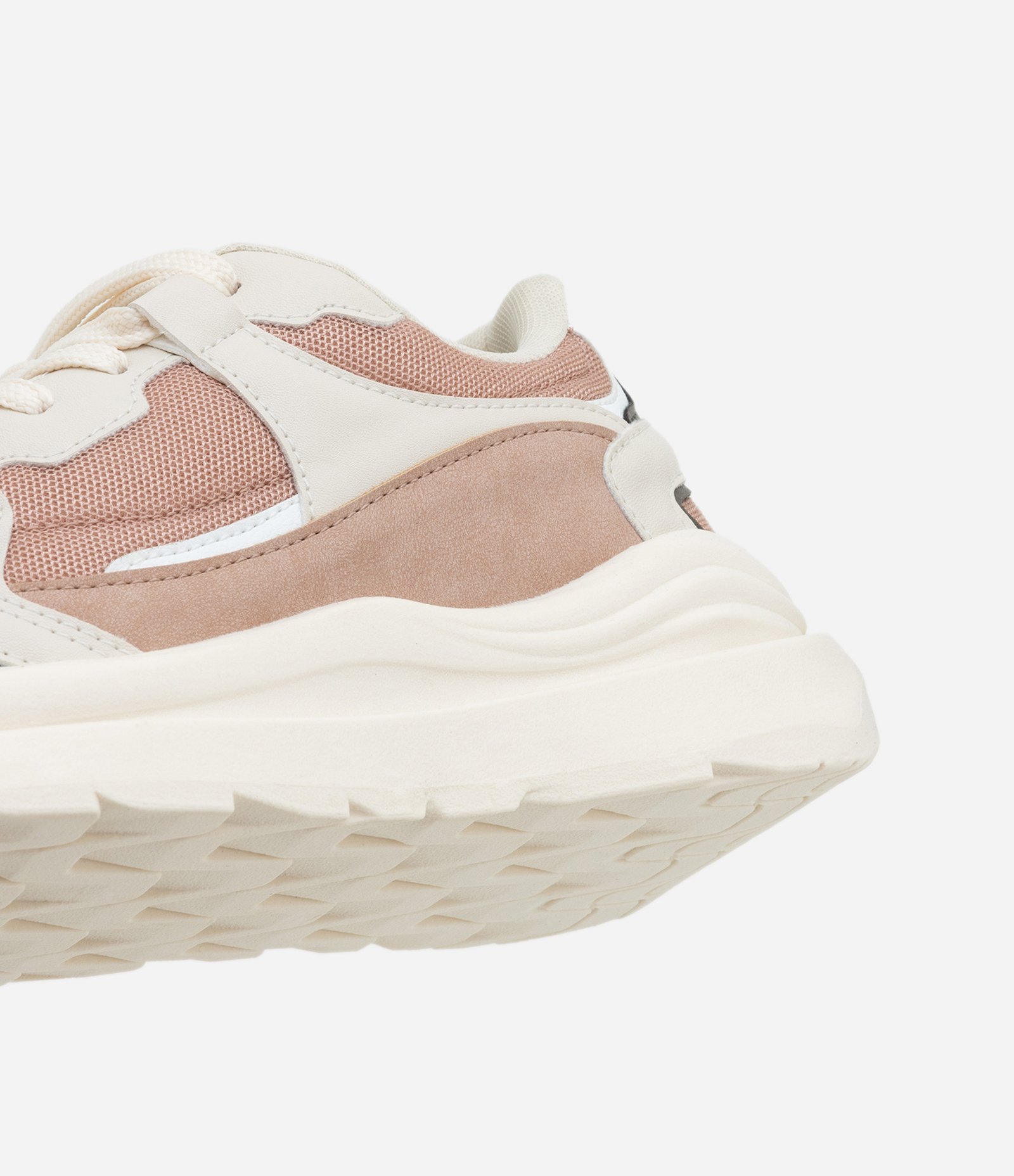 Tênis Jogging em PU com Texturas Off White/ Rosê 3