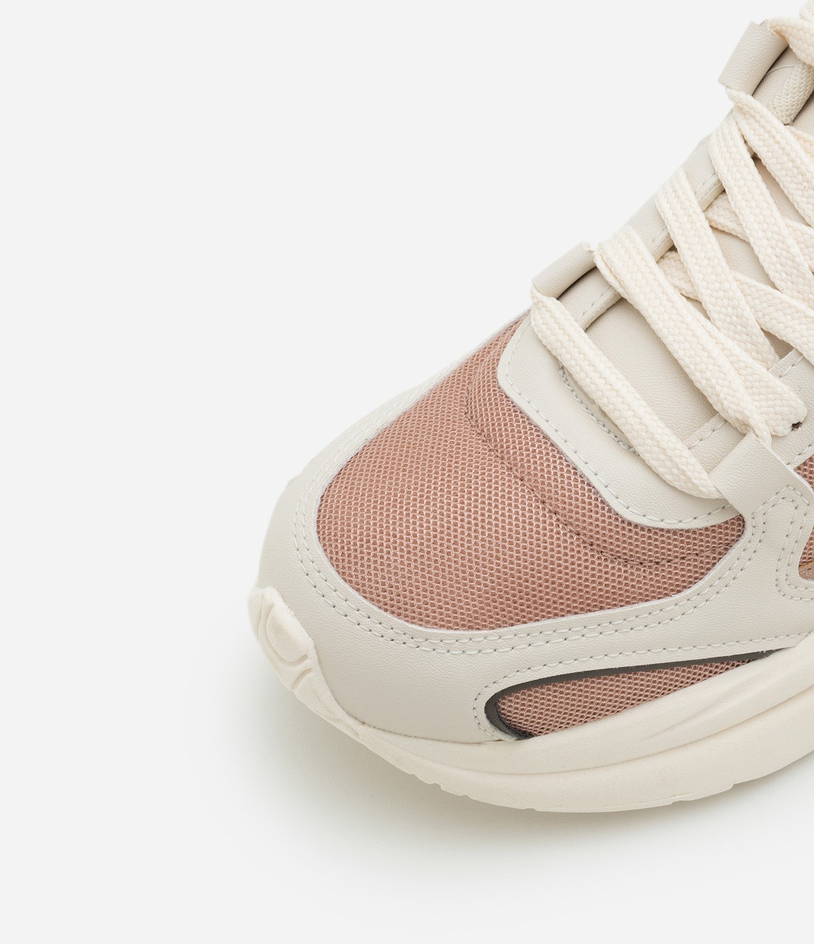 Tênis Jogging em PU com Texturas Off White/ Rosê 4