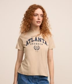Camiseta Alongada em Algodão com Estampa College Atlanta