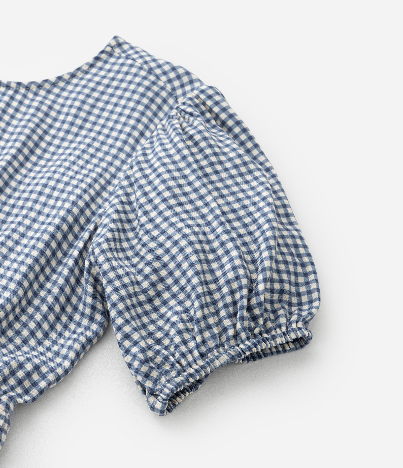 Vestido Infantil com Pingente Morango e Estampa Xadrez - Tam 5 a 14 Anos Azul 5