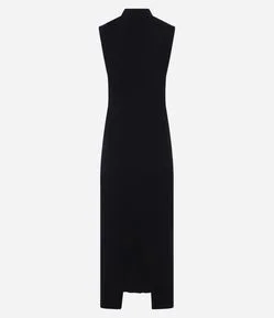 Vestido Reto New Midi em Tricô com Textura Canelada