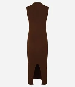 Vestido Reto New Midi em Tricô com Textura Canelada