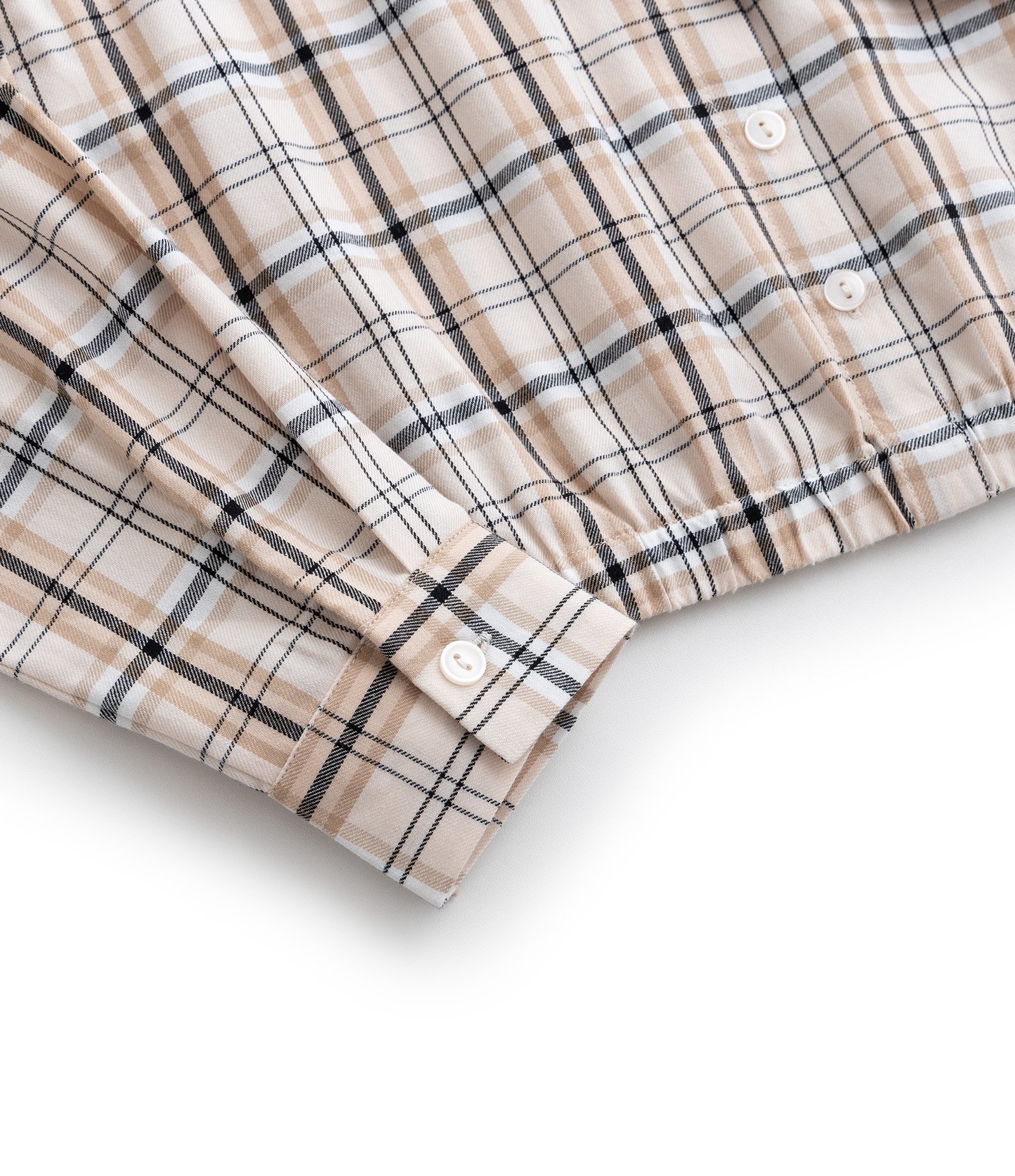 Camisa Cropped Infantil com Lacinhos e Estampa Xadrez - Tam 5 a 14 Anos Bege 4