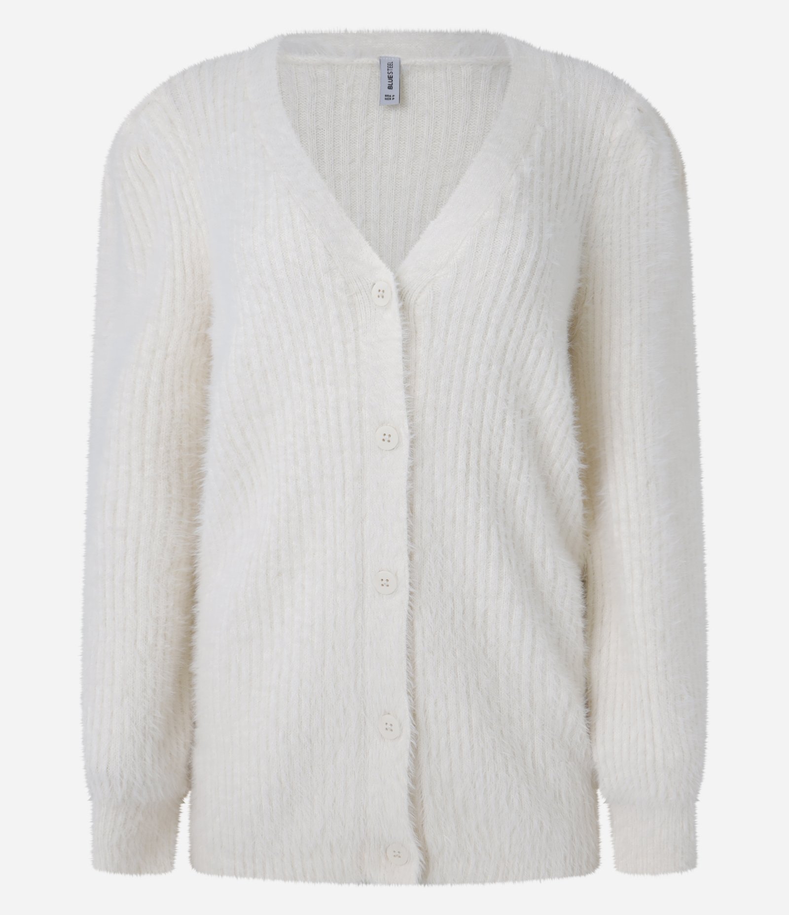 Cardigan Alongado em Tricô com Pelinhos e Punhos Canelados Bege 5