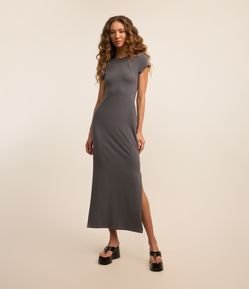 Vestido Longo em Algodão com Manga Curta