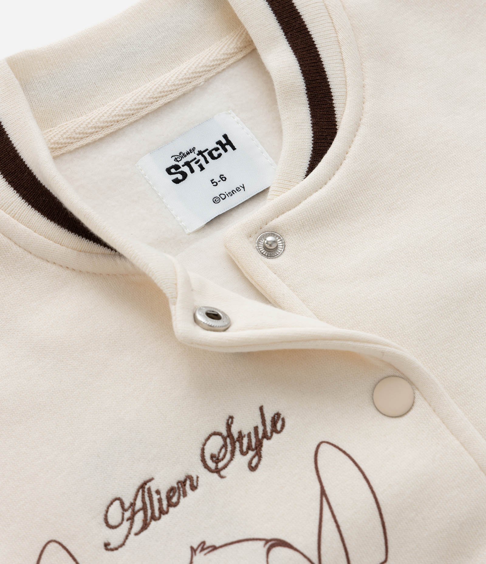 Jaqueta Bomber Infantil com Bordado do Stitch - Tam 5 a 14 Anos Bege 8