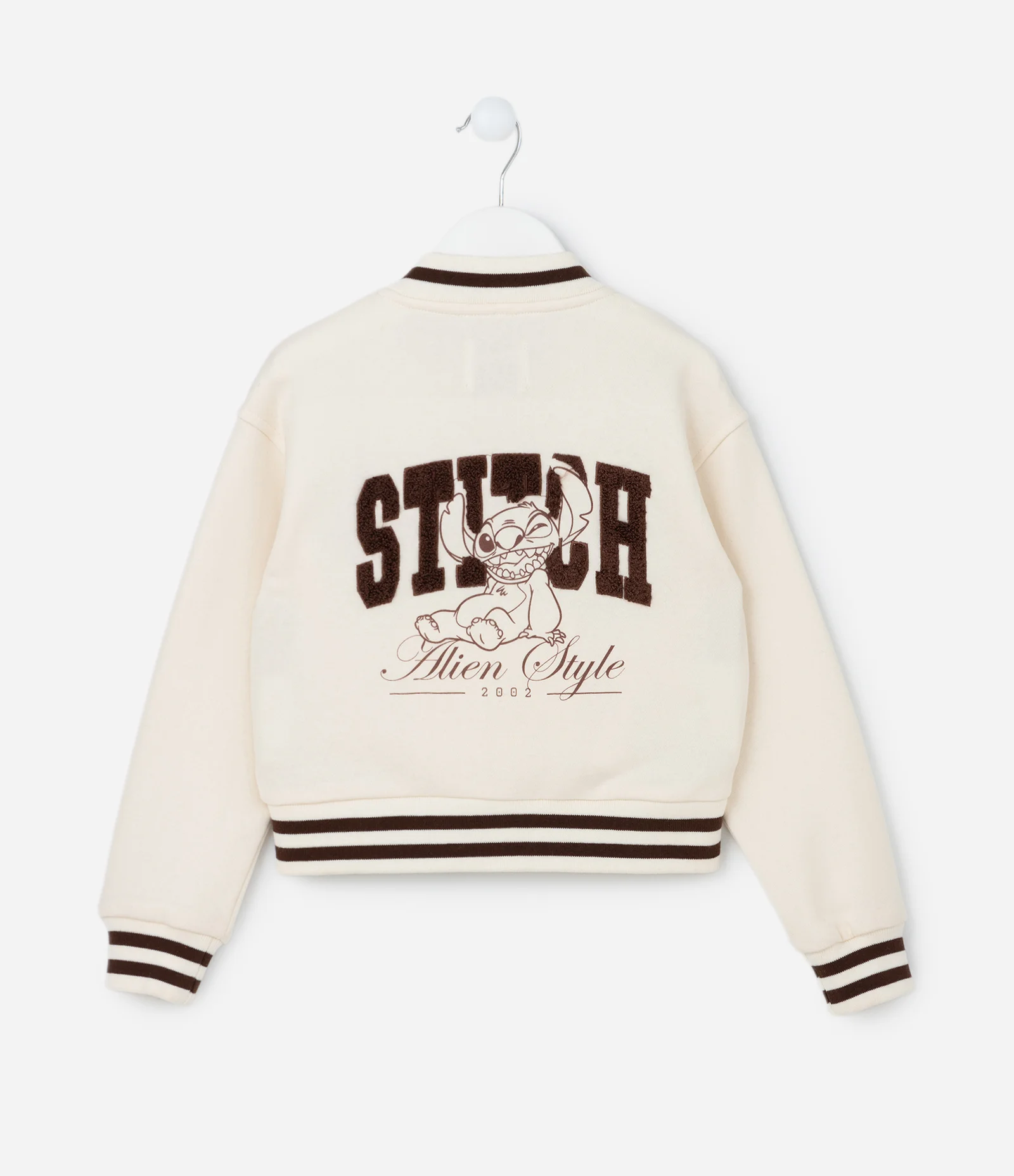 Jaqueta Bomber Infantil com Bordado do Stitch - Tam 5 a 14 Anos Bege 2