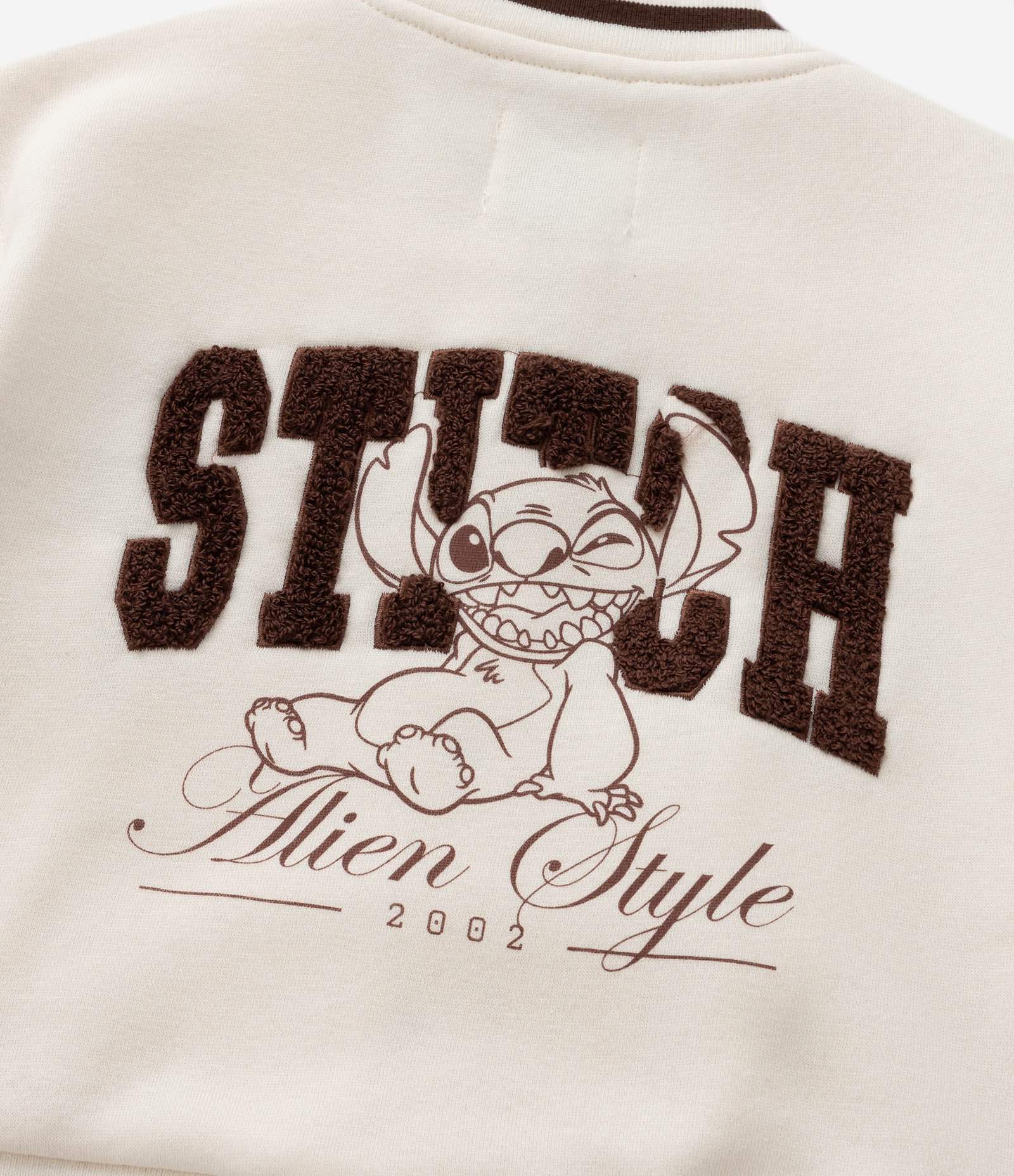 Jaqueta Bomber Infantil com Bordado do Stitch - Tam 5 a 14 Anos Bege 4