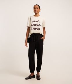 Calça Jogger Alfaiatada com Forro e Zíper Metalizado