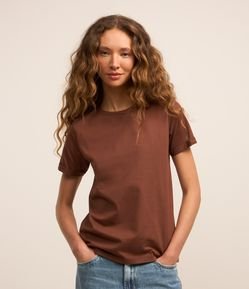 Camiseta Regular em Algodão com Manga Dobrada