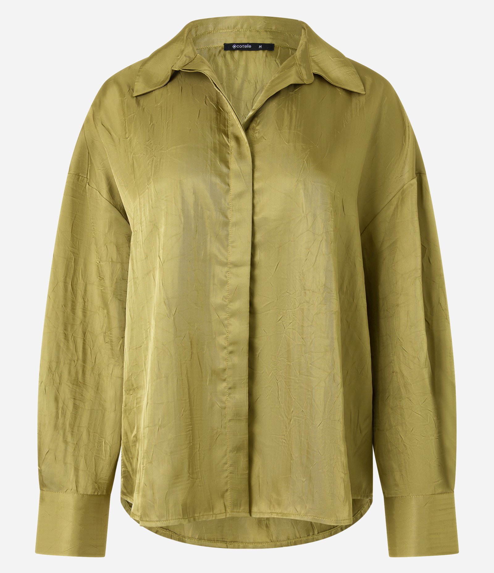 Camisa Acetinada com Botões e Manga Longa Verde 8