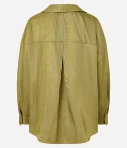 Camisa Acetinada com Botões e Manga Longa