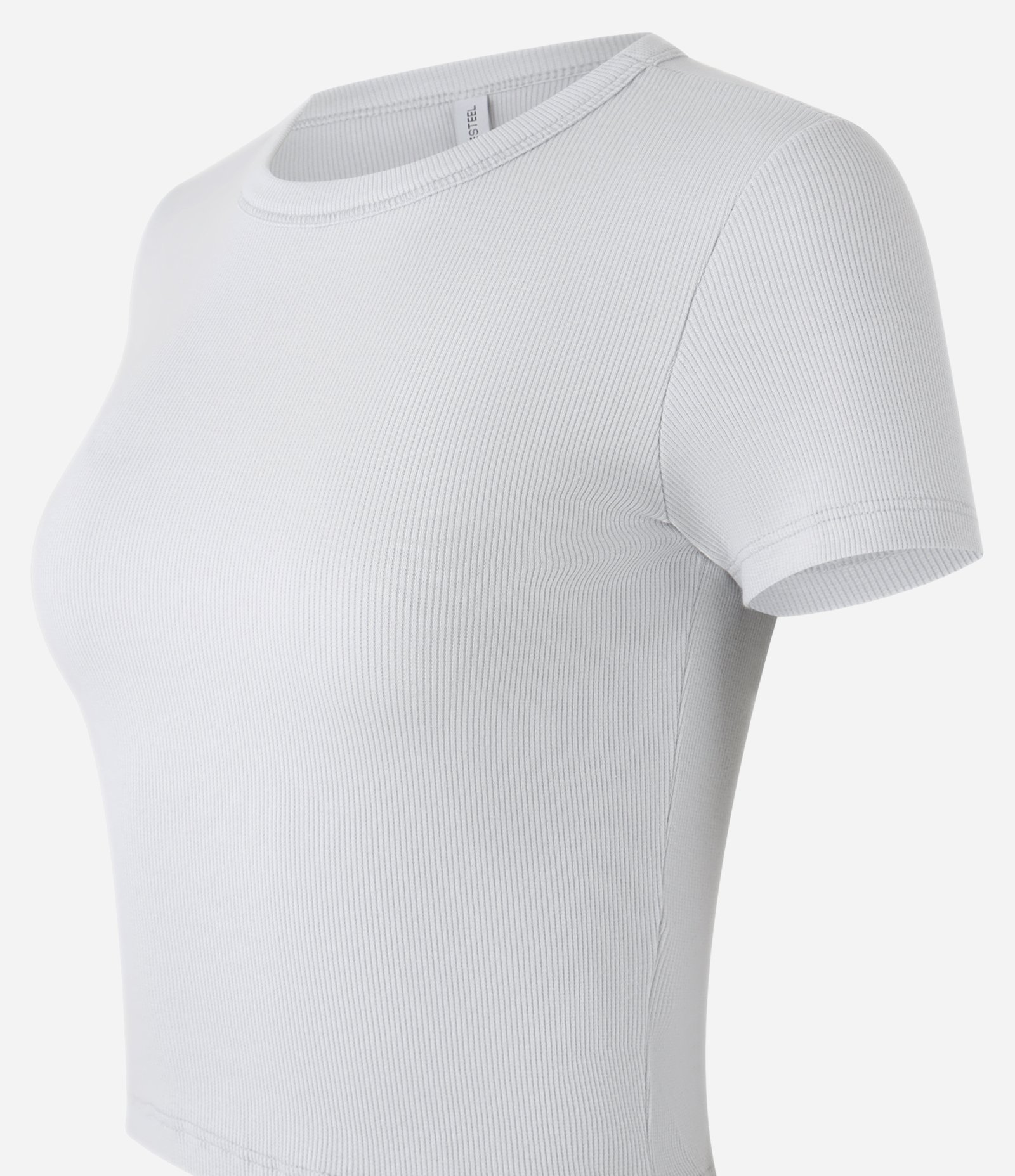 Blusa Canelada em Ribana com Manga Curta Cinza Claro 5