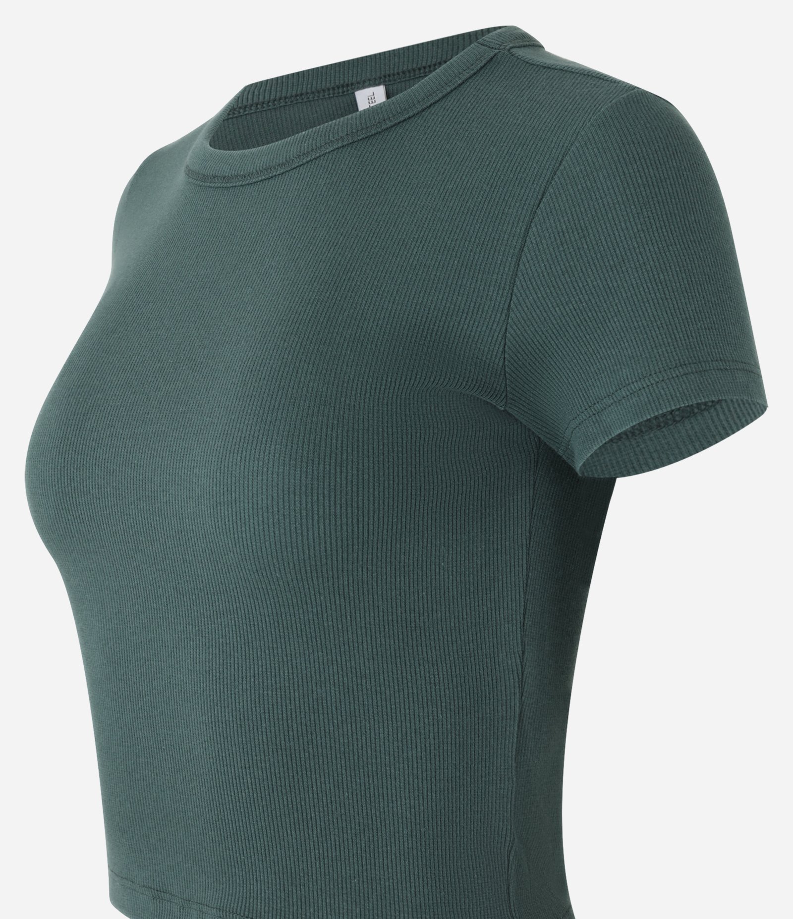 Blusa Canelada em Ribana com Manga Curta Verde Escuro 5