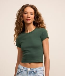 Blusa Canelada em Ribana com Manga Curta