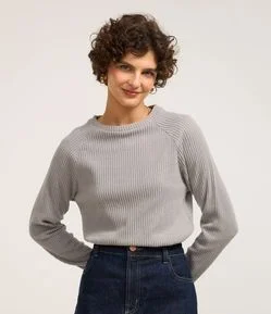 Blusa Slim Canelada Felpuda com Cava Raglan