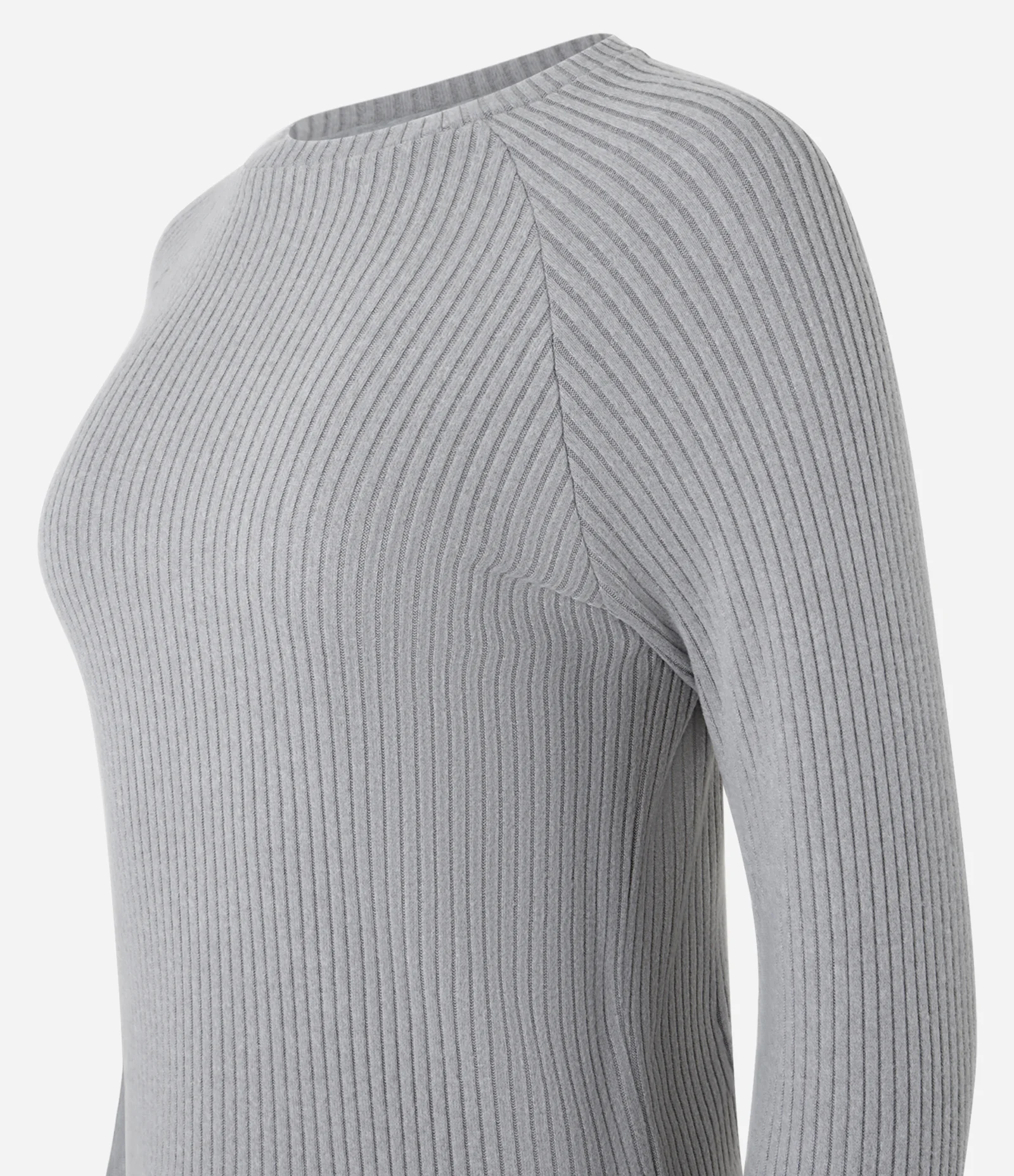 Blusa Slim Canelada Felpuda com Cava Raglan Cinza 5