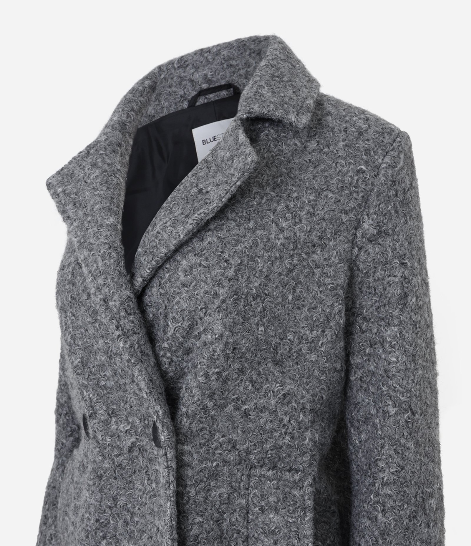 Casaco Alongado em Polyvelour com Textura Boucle Cinza 5