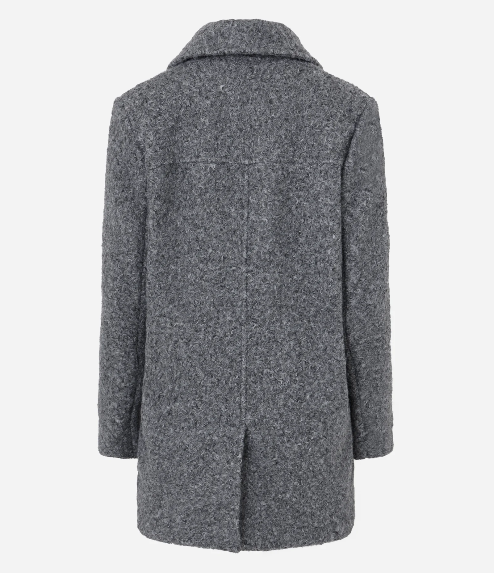 Casaco Alongado em Polyvelour com Textura Boucle Cinza 6