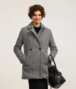 Casaco Alongado em Polyvelour com Textura Boucle
