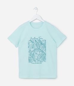Camiseta Infantil com Estampa de Folhagens - Tam 5 a 14 Anos