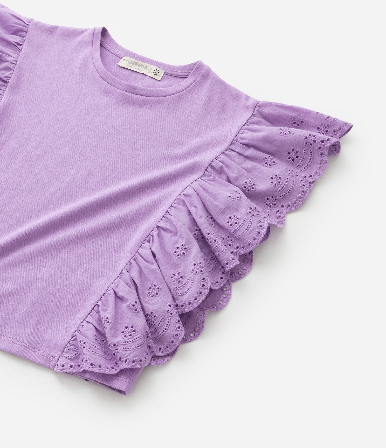 Blusa Infantil em Cotton com Babado de Broderie - Tam 5 a 14 anos Lilás 4