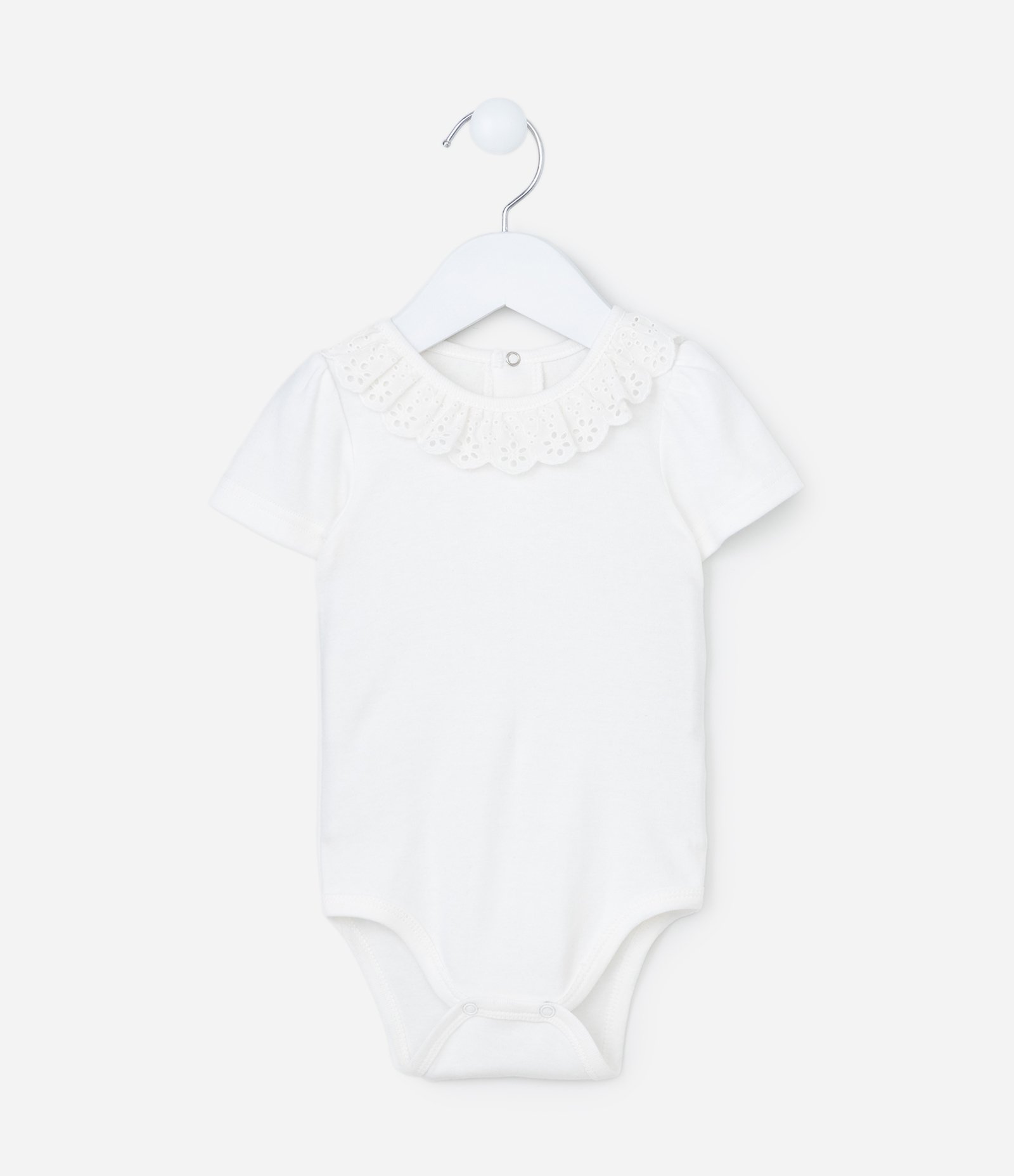 Body Infantil com Babadinho em Broderie na Gola - Tam 0 a 24 meses Branco 1