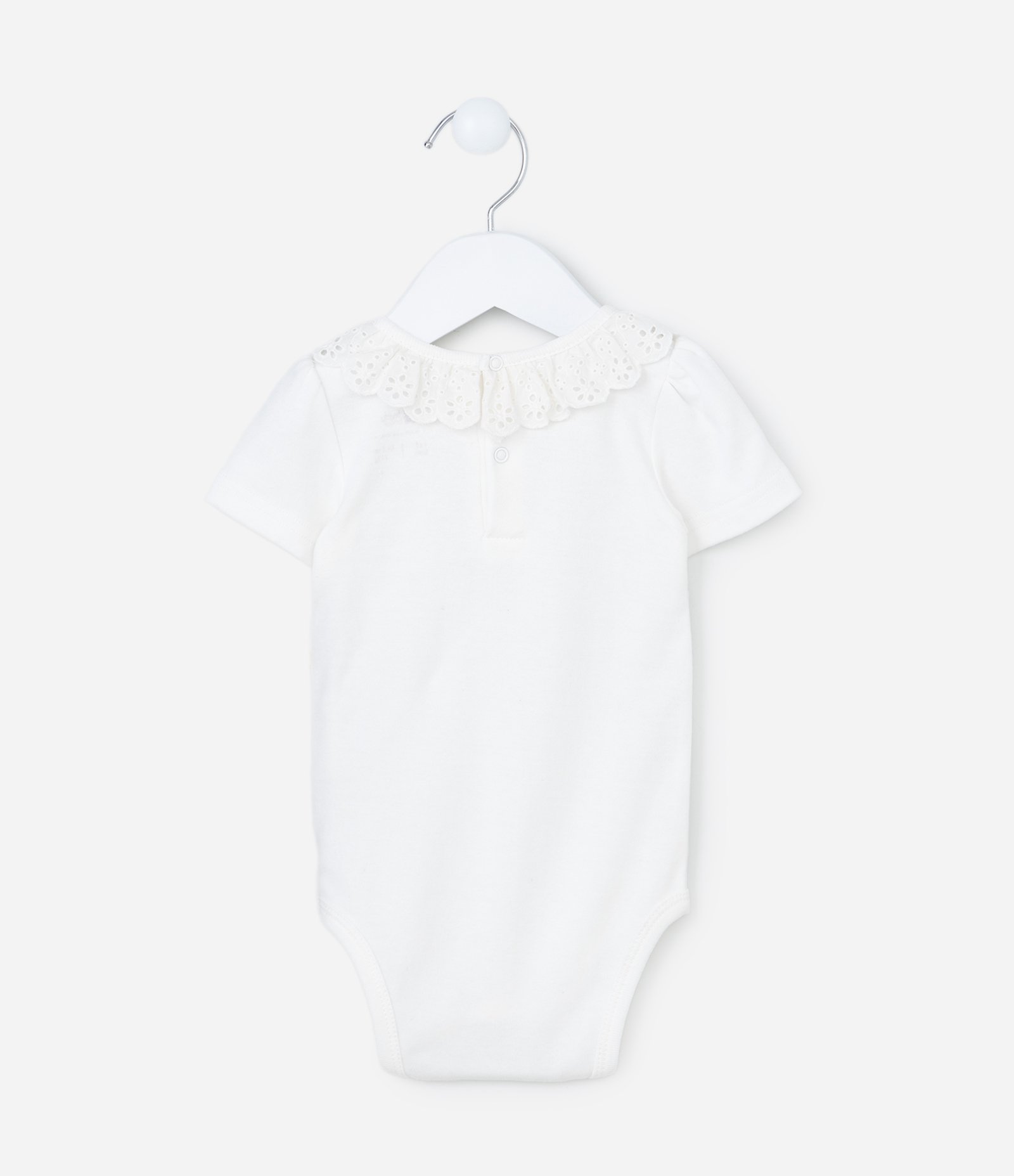 Body Infantil com Babadinho em Broderie na Gola - Tam 0 a 24 meses Branco 2