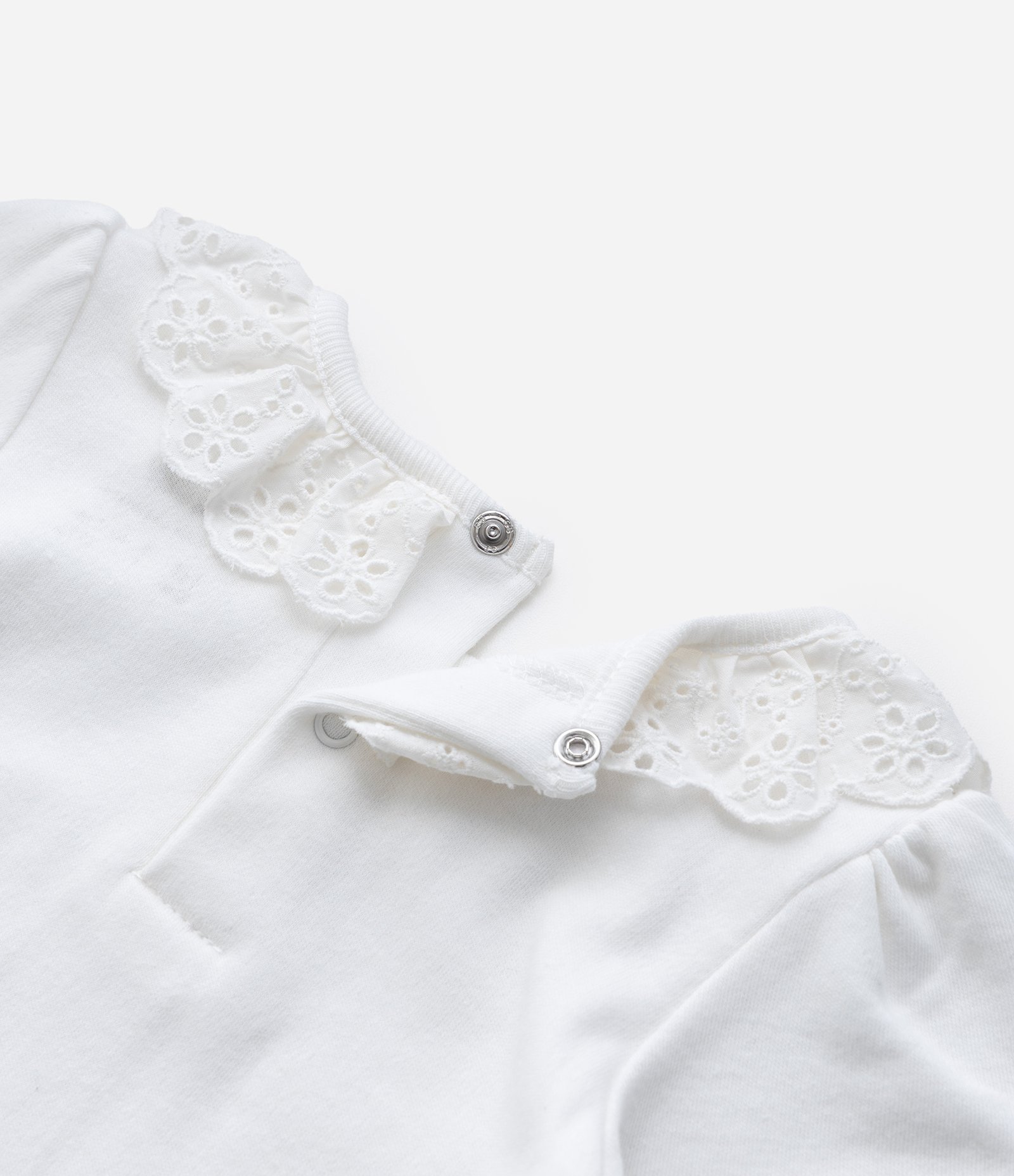 Body Infantil com Babadinho em Broderie na Gola - Tam 0 a 24 meses Branco 5