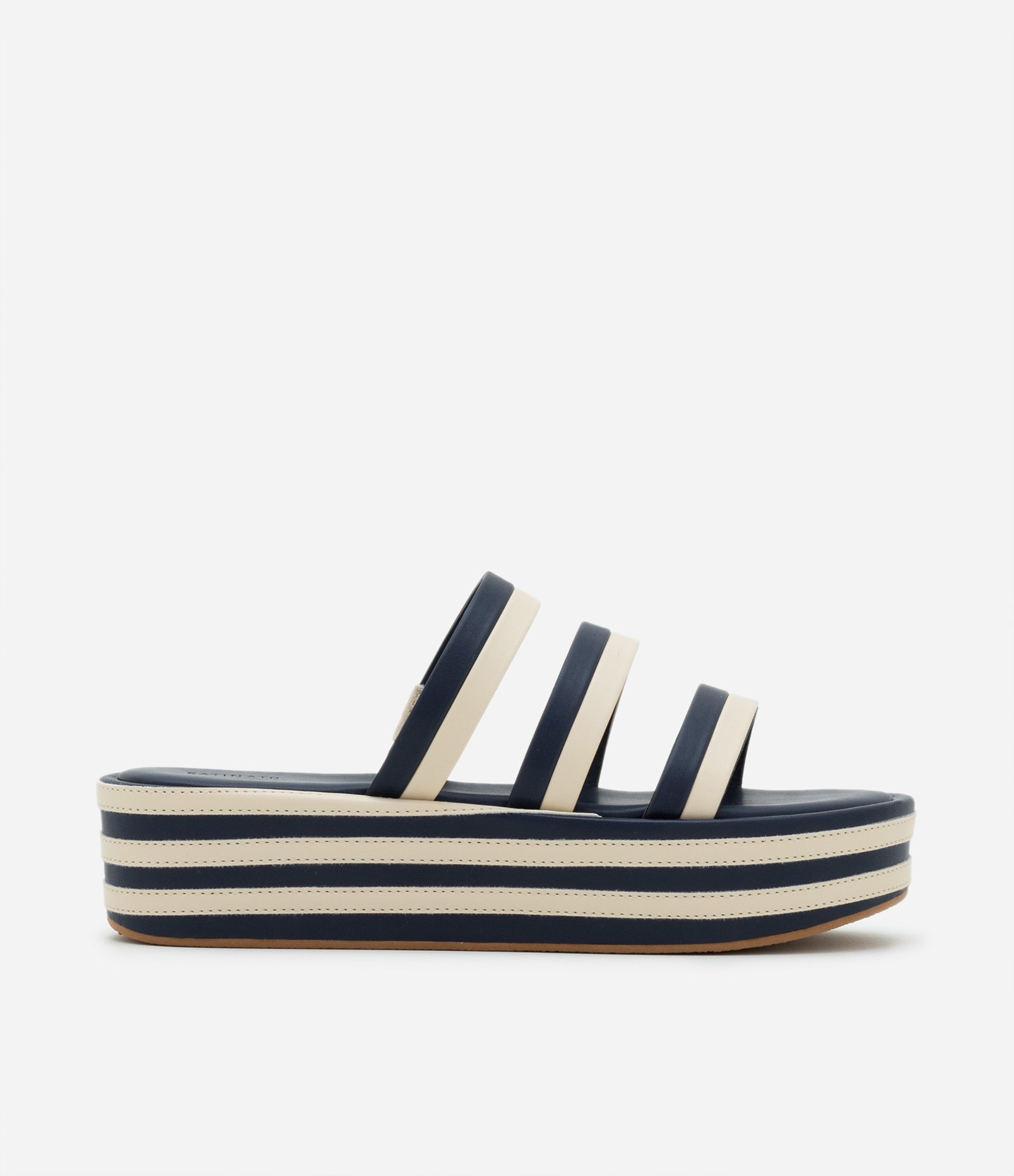 Sandália Flatform em PU com Listras Azul 1