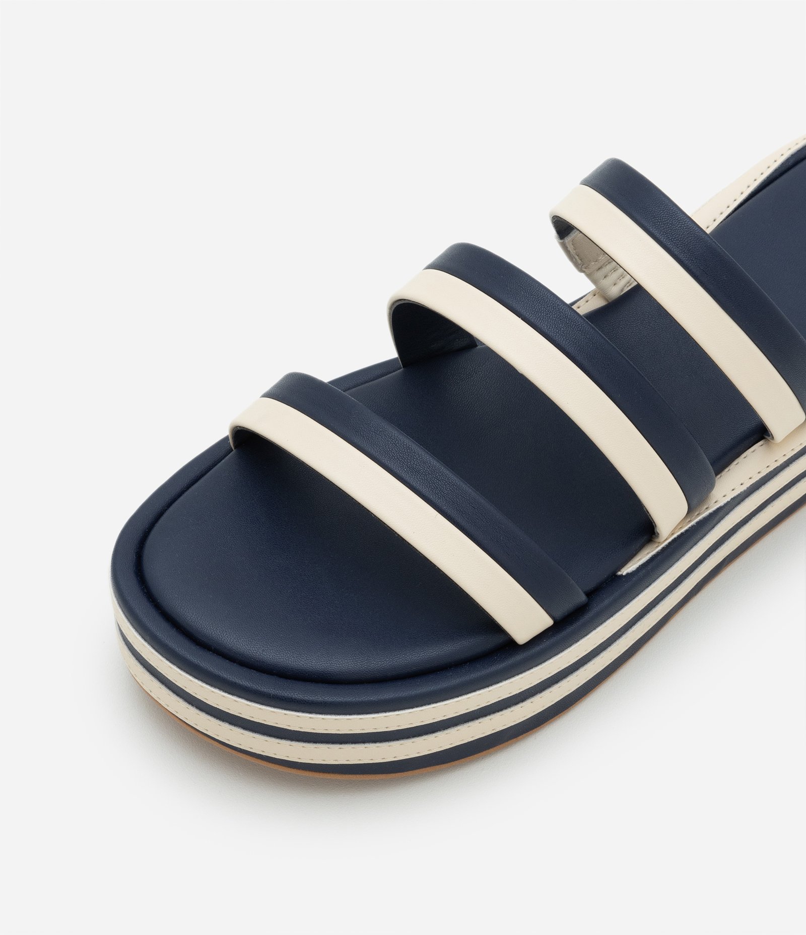 Sandália Flatform em PU com Listras Azul 5