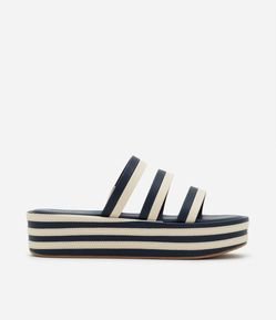 Sandália Flatform em PU com Listras