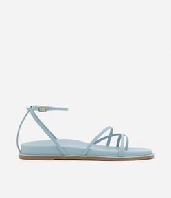 Sandália Rasteira em PU com Tiras Finas Assimétricas