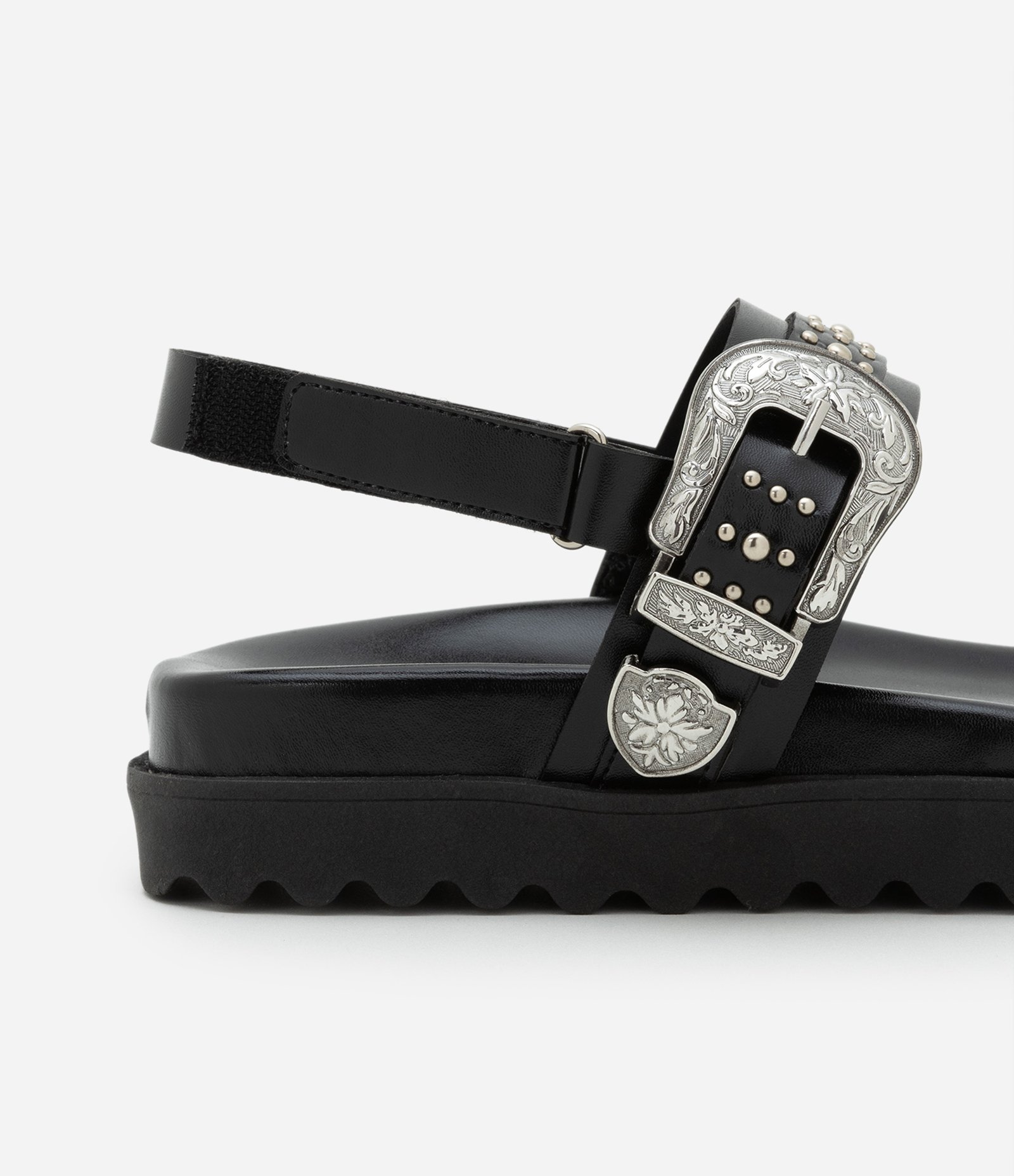 Rasteira em PU com Sola Média e Fivela Western Preto 4